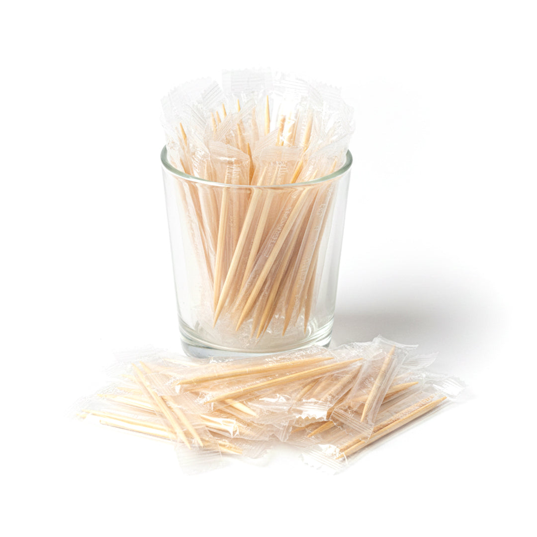 2" Bamboo Toothpicks Individually Wrapped - 1000 Count