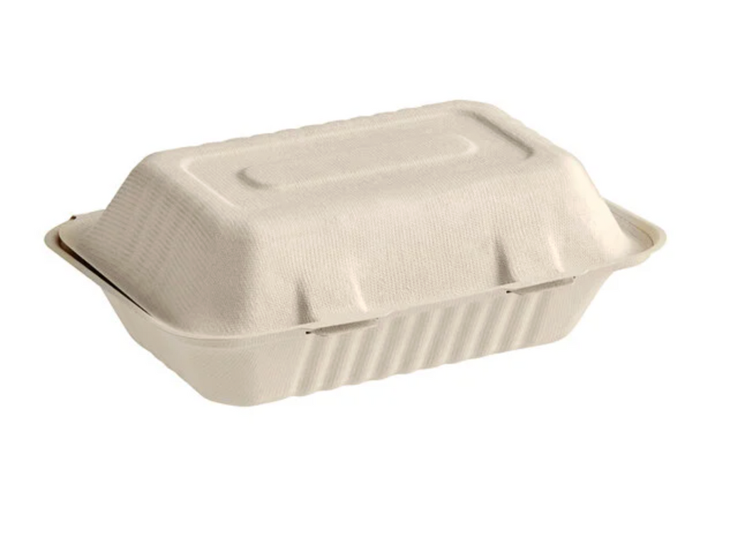 9” × 6” Bagasse Eco-Friendly Hinged Container&nbsp;