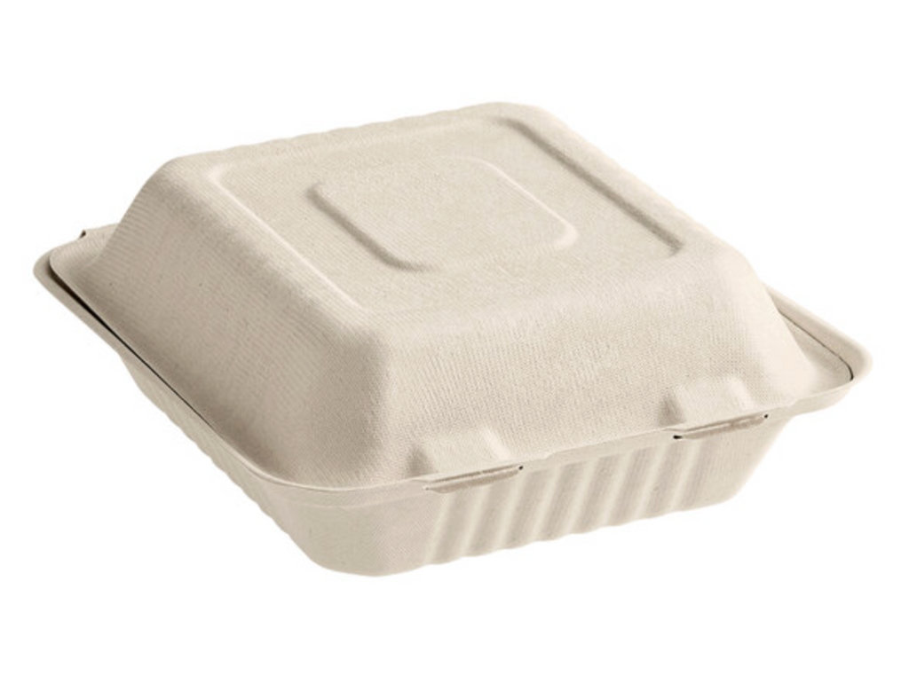 8” × 8” Bagasse Eco-Friendly Hinged Container – 1 Compartment